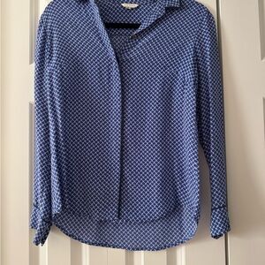 Club Monaco Blue Geometric Button Down Shirt